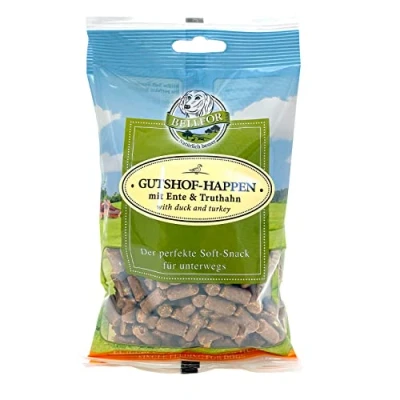 Afbeelding van Bellfor Gutshof Happen Hypoallergene graanvrije soft snack voor honden met eend &amp; kalkoen hoge verteerbaarheid zonder dierlijke bijproducten 200 g