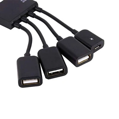 Afbeelding van 4 poorts Micro USB splitter HUB Multifunctionele stroomoplader OTG hubkabel voor Android tablet en Smartphone Zwart
