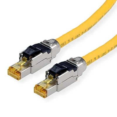 Afbeelding van Netwerkkabel Cat8 S/FTP 2 meter (Stug, 100% koper, LSZH, Geel)