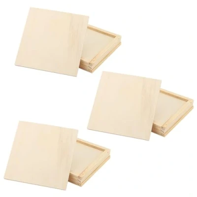 Afbeelding van MANCHAP 12 Stuks Canvaspanelen, 15 x 1 cm, Vierkant Houten Canvasbord, Onafgewerkte Panelen Voor Schilderen, Tekenen, Kunstambachten