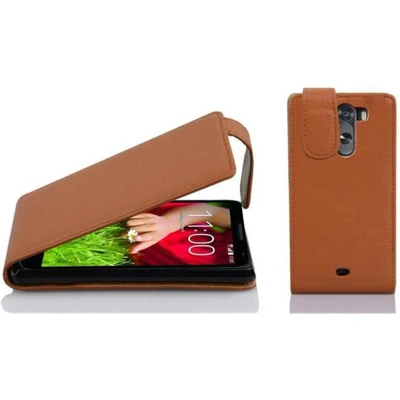 Afbeelding van Cadorabo Hoesje geschikt voor LG G2 MINI in COGNAC BRUIN Beschermhoes flip design Case Cover van getextureerd imitatieleer
