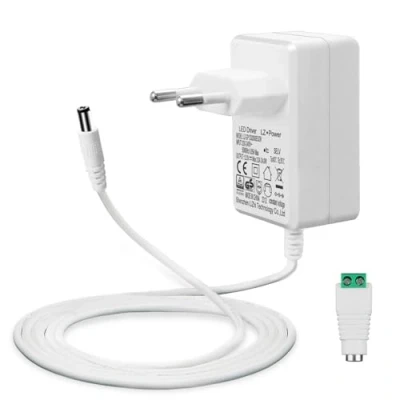 Afbeelding van Lacasa 12V 2A Stroomvoorziening voor Ledstrips, Transformator Voeding AC 200 240V naar DC Bestuurder Converter adapter 24W met 5ft/1.5m kabel, EU Stekker, 5,5 x 2,1mm Aansluiting, GS TUV CE