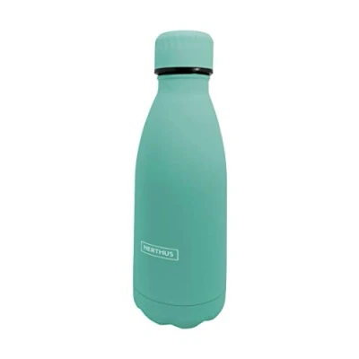 Afbeelding van Nerthus FIH 614 Dubbelwandige thermosfles voor koud en warm, turquoise design, 18/8 roestvrij staal, BPA vrij, luchtdicht deksel, 350 ml