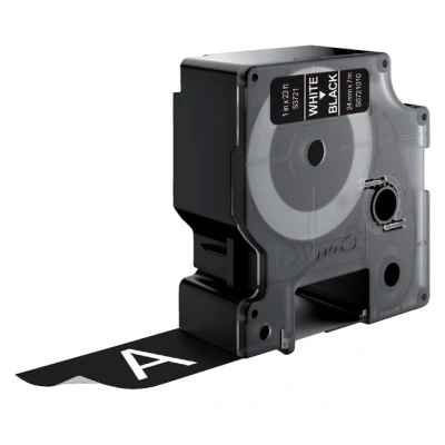 Afbeelding van DYMO originele D1 labels zwart op wit 24 mm x 7 m zelfklevende voor LabelManager labelprinters 10 stuks