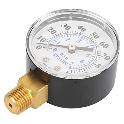 Afbeelding van Manometer, 0 100 psi 7 bar manometer voor water lucht olie wijzerplaat instrument basis NPT 1/4&quot;