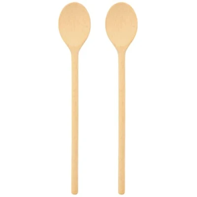 Afbeelding van teemando® 2 x stevige, ovale houten kooklepel van hout, 25 cm, voor koken en bakken