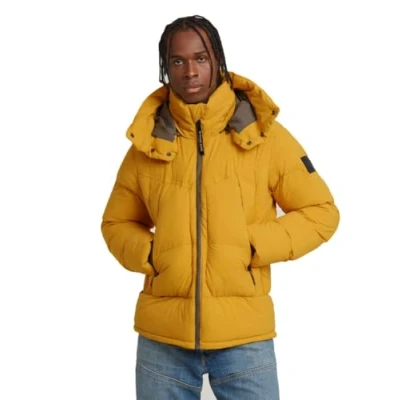 Afbeelding van G Star RAW Whistler gevoerde jas met capuchon 2.0, geel (dk spice D25345 D518 8171), L