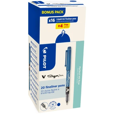Afbeelding van Pilot fineliner V Sign Pen, doos van 16 + 4 stuks, blauw