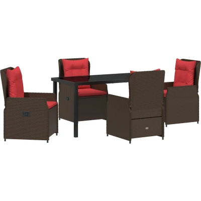 Afbeelding van vidaXL 5 Persoons Tuinset Bruin Poly Rattan