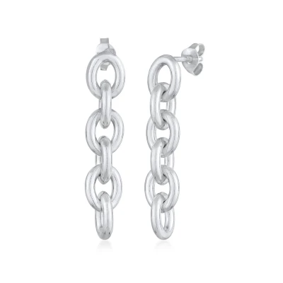 Afbeelding van Elli Chain Design Oorbellen, Dames, Maat: One Size, Silber