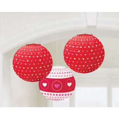 Afbeelding van Amscan lampionnen set liefde (3 stuks) Lampion Sint maarten optocht papier