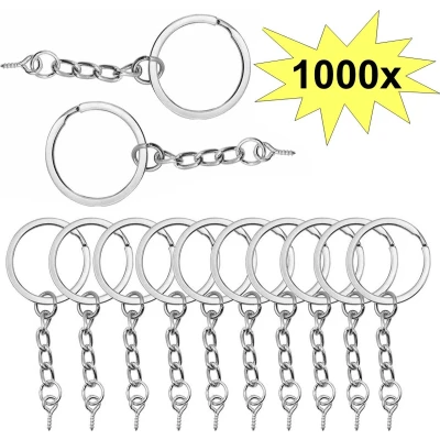 Afbeelding van Fako Bijoux® Sleutelringen Met Schroefje Sleutelhanger Ringen Splitringen Ketting RVS Plat 30 mm 1000 Stuks