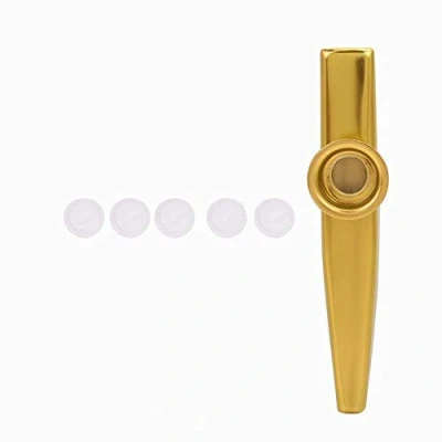 Afbeelding van Kazoo, Metal Mini Portable Mouth Kazoo with 5 Flute Diaphragm Ukulele Guitar Partner Easy to Learn Musical Instrument(gold)