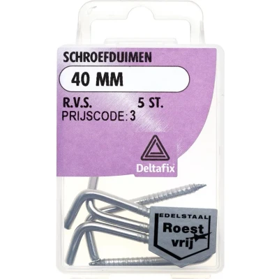 Afbeelding van Deltafix schroefduim standaard r.v.s. a2 40 mm 5 st.