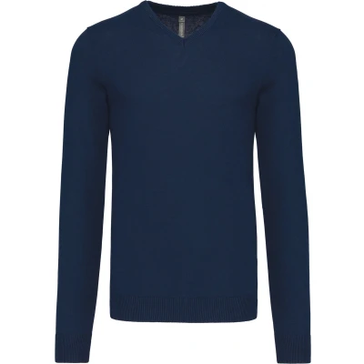 Afbeelding van Pullover/Cardigan Heren XL Kariban V hals Lange mouw Navy 50% Katoen, Acryl