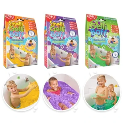 Afbeelding van Gelli Baff van Zimpli Kids, verandert het water in een dikke en kleurrijke hals, blauw, roze groen, creëer je eigen slijmset, biologisch afbreekbaar cadeau