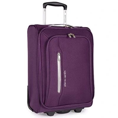Afbeelding van Pierre Cardin Cion zachte zijden bagage met stress geteste duurzame wielen Telescopische sleepgreep koffer verpakkingsriemen CL610M, Paars &amp; Lichtgrijs, Carry On, On 50x34x20