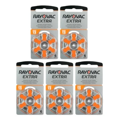 Afbeelding van Rayovac Extra Advanced Zink lucht gehoorapparaat batterij (in de maat 13 pack, met 30 batterijen, geschikt voor gehoorapparaten hoorapparaten hoorversterker) oranje