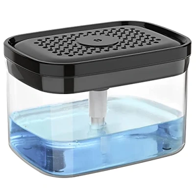 Afbeelding van MR.SIGA 2 in 1 zeepdispenser keukenwasmiddeldispenser pomp met sponshouder wasmiddeldispenser navulbaar, zwart