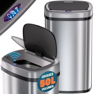 Afbeelding van MONZANA Automatische Prullenbak Sensor 50L 62x40x29cm Zilver