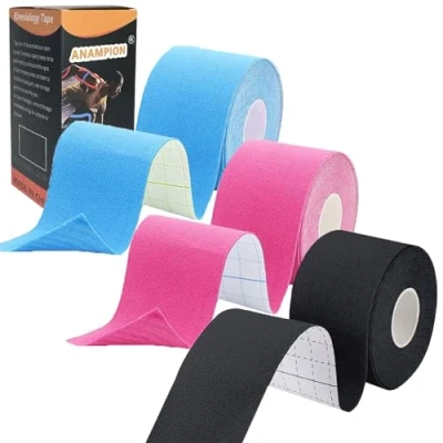 Afbeelding van ANAMPION 3 Rollen Kinesiologie Tape,5mX5cm Kinesiotape,Profi Physio Tape Sporttape,Elastisch,Latexvrij (Zwart+Blauw+Roze)