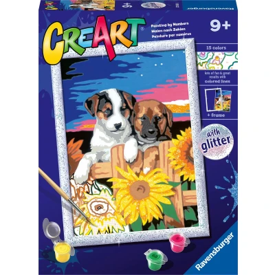 Afbeelding van Ravensburger CreArt Schilderen op Nummer Zonsondergang Honden