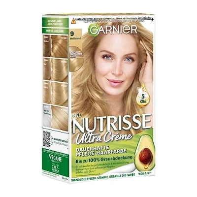 Afbeelding van Garnier Nutrisse 090 Light Blonde Haarverf met voedende fruitoliën, kleuring 8 weken houdbaarheid, ultra crème tint