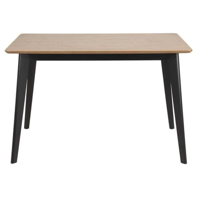 Afbeelding van Leen Bakker Eetkamertafel Roxy Eiken/zwart 76x120x80cm Eettafels Bruin Mdf