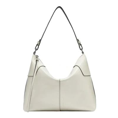 Afbeelding van LIEBESKIND BERLIN Leren Schoudertas Mila Lack Distressed Hobo Bag Milk Crème