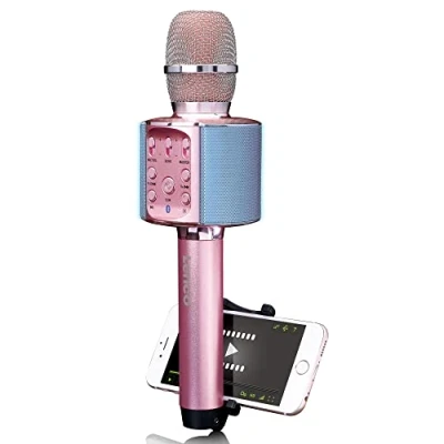 Afbeelding van Lenco BMC 090PK Karaoke Bluetooth® microfoon met speaker en verlichting Roze Pink