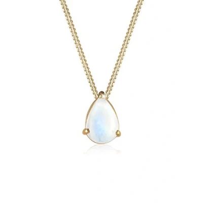 Afbeelding van Elli Dames Hanger Druppel Elegant met Maansteen in 925 Sterling Zilver Verguld Goud