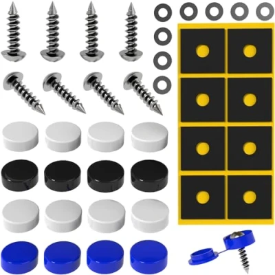Afbeelding van GENMAG® Kentekenplaat Schroeven met Dop [Legaal &amp; Universeel] Kentekenplaathouder Auto en Motor Nummerplaathouder Kentekenhouder Schroef Set Kenteken Nummerplaat