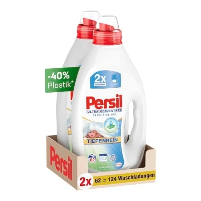 Afbeelding van Persil Ultra concentraat Sensitive Gel (124 wasbeurten), vloeibaar wasmiddel voor mensen met een allergie en baby&#039;s in kleinere fles minder plastic, verwijdert hardnekkige vlekken,