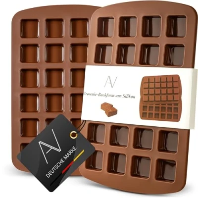 Afbeelding van AVANA Brownie Bakvorm van siliconen (set 2), BPA vrij, antiaanbaklaag, bakplaat, 24 stuks, brownievorm