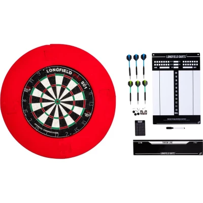 Afbeelding van Longfield Darts Tournament dartbord met toebehoren rood 8 delig