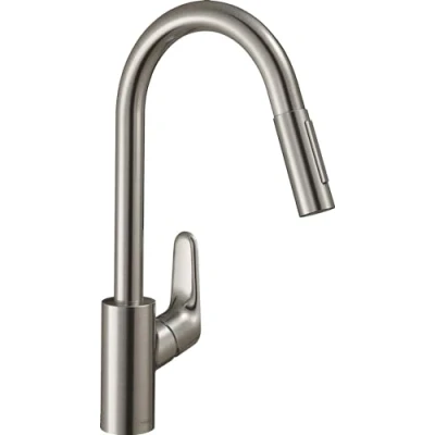 Afbeelding van Hansgrohe 31815800 Focus Keukenkraan Zonder slangbox. Auslaufhöhe 240mm, roestvrij stalen afwerking