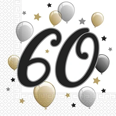Afbeelding van Servetten 60 Jaar Ballonnen 33cm 20st