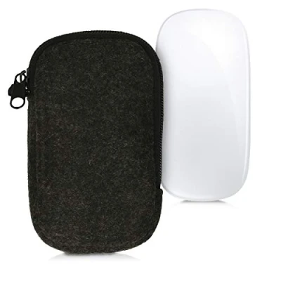 Afbeelding van kwmobile Hoesje compatibel met Apple Magic Mouse 1/2, vilten hoes voor computer muis, beschermhoes PC Mouse, donkergrijs
