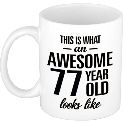 Afbeelding van Awesome 77 year cadeau mok / verjaardag beker 300 ml feest mokken