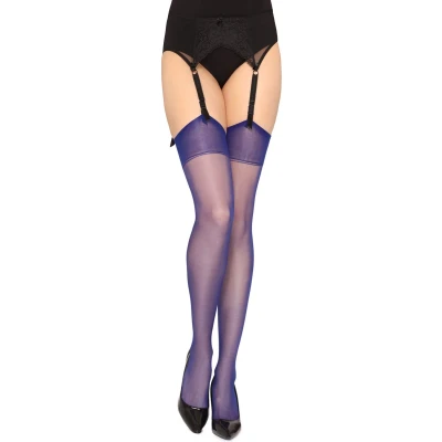 Afbeelding van Merry Style MS GB 226 Dames Hold Up Kousen 15 Denier licht glanzend teenloos elastisch Polyamide Kobalt M / L