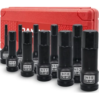 Afbeelding van DAKCOS 1/2 &quot;Drive Impact Hex Bit Socket Set, 10 Stuks Metrische Inbus Set 5 19MM, Cr Mo