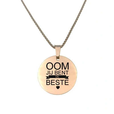 Afbeelding van Ketting RVS Rond Rosegoud Oom Jij Bent De Beste