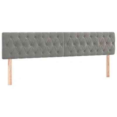 Afbeelding van vidaXL Hoofdbord LED 180x7x78/88 cm fluweel lichtgrijs