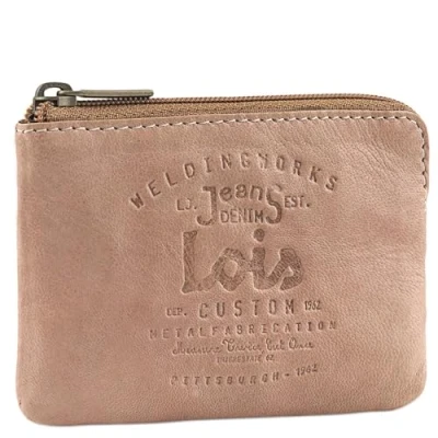 Afbeelding van LOIS 11002 Portemonnee unisex van echt leer met ritssluiting en binnenhanger ring, buitenvak ritssluiting, bruin, Bruin (bruin), Eén maat, Sport.