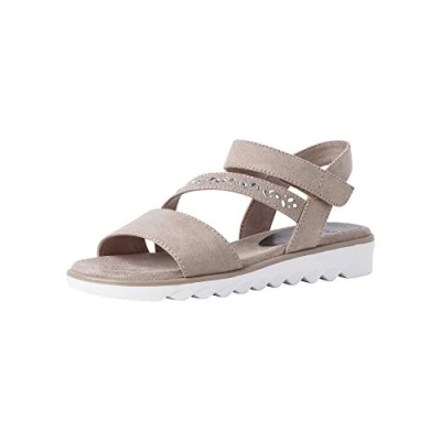 Afbeelding van Jana Sandalen met sleehak, Dames, Maat: 40, Stone Textiel