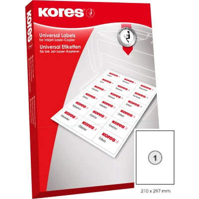 Afbeelding van Etiket Kores ILK 210x297mm recht doos a 100 vel 1 per