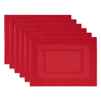 Afbeelding van DII Geweven Binnen Buiten, Polyvinylchloride, Tango Rood, Placemat Set, 13x17.25