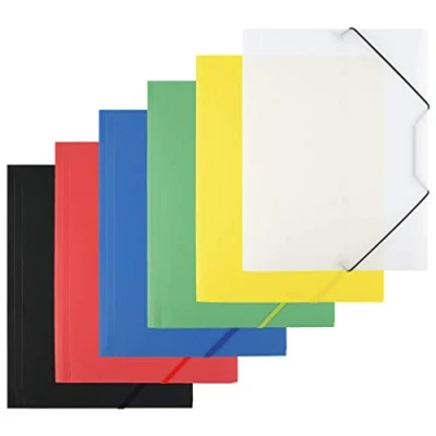 Afbeelding van D.RECT 6 stuks (1 stuk per kleur 6x1) verzamelmap postmap van PP met elastiek elastische band plastic voor DIN A4