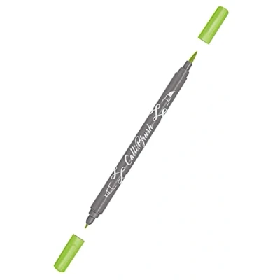 Afbeelding van Online Calli.Brush, Double Tip Pen met kalligrafiepunt en penseelpunt Fluo Green.