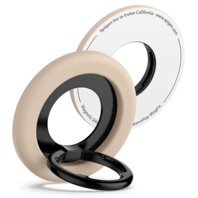 Afbeelding van Spigen Nano Pop MagFit Magnetische Telefoonringhouder voor MagSafe, 135 Verstelbaar Telefoongreep iPhone 16 15 14 13 12 en MagSafe Hoesje Samsung S25 Ultra Plus (Beige)